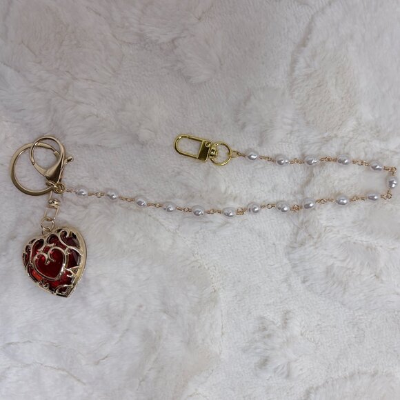 Valentine Red Filigree heart Bag Charm - Picture 3 of 8